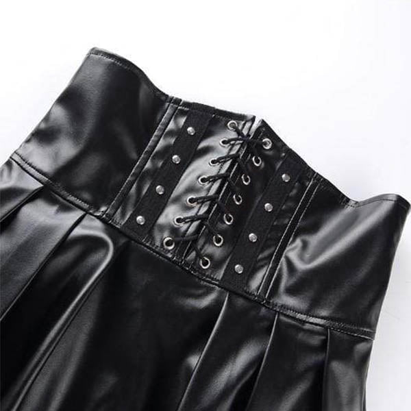 Gothic Leather Bondage High Waist