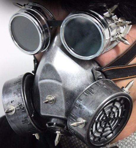 STEAMPUNK Nuclear Fall Out Spiked Respirator Gas Mask & Goggles