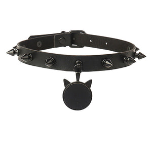 Night Feline Rivet Leather Necklace