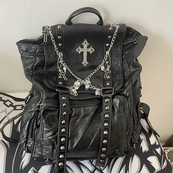Cross Skeleton Chain Backpack Bag