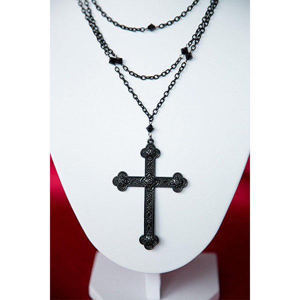 Black Cross Multilayer Necklace