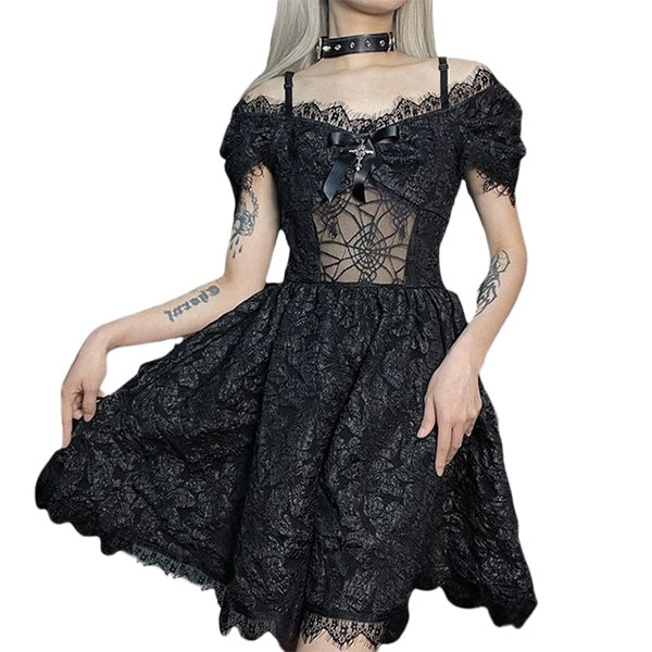 Gothic Spider Web Lace Dress