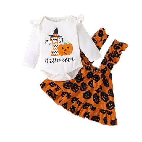 First Halloween Baby Jumper Dress Set