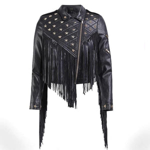Faux Leather Tassel Gothic Jacket