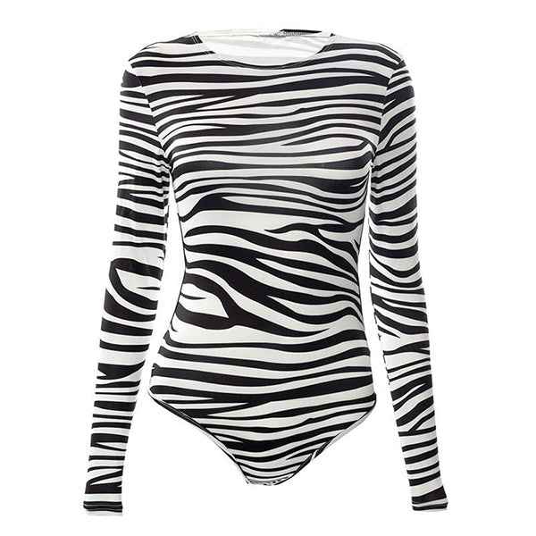 Nude Zebra Backless Bodysuit