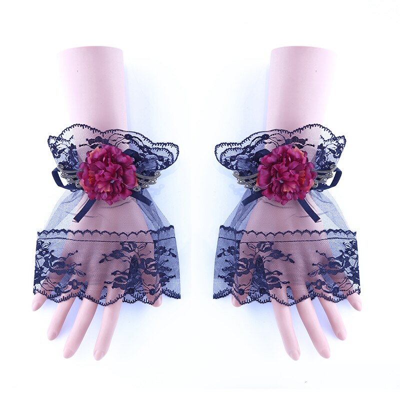 Gothic Black Lace Wrist Cuffs