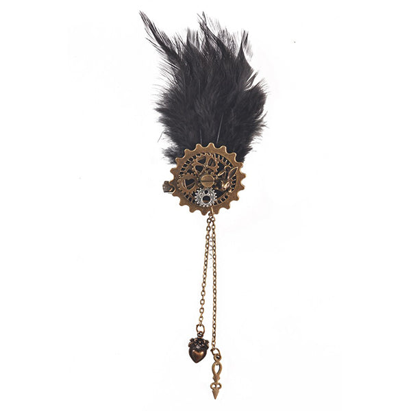 Feathers & Gears Steampunk Hair Clip/Brooch