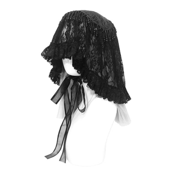 Claudia Black Lace Beaded Veil