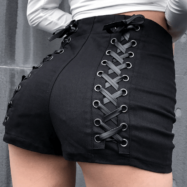 Salem Gothic Criss-Cross Bondage Shorts