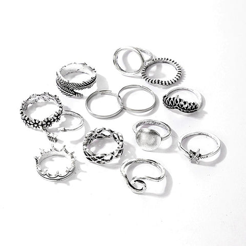 Thalassophile Vintage Geometric Ring Set