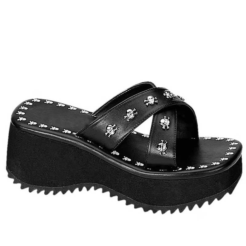 Grim Gothic Black Sandals
