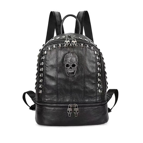 Skull Rivets Leather Backpack