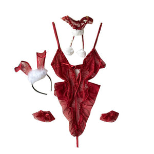 Gothic Valentine Lace Bodysuit Set