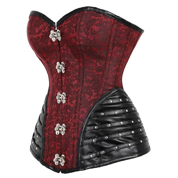 Faux Leather Red Punk Corset
