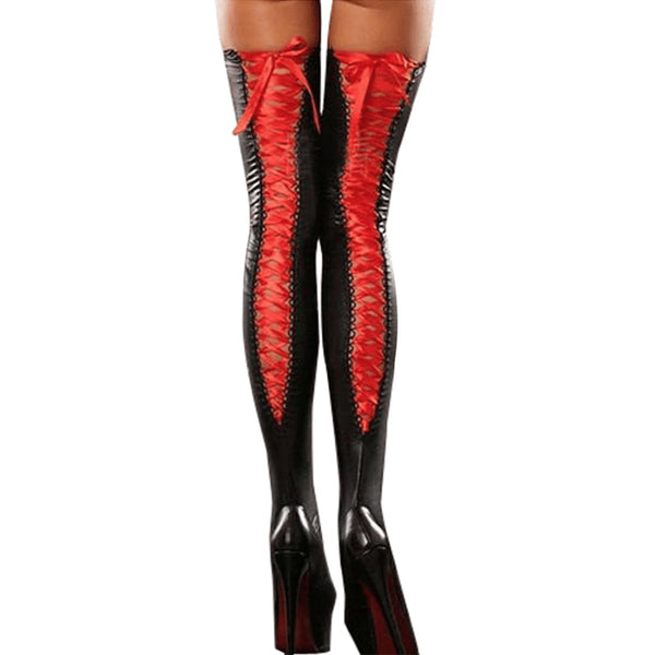 Gothic Leather Lace Thigh High