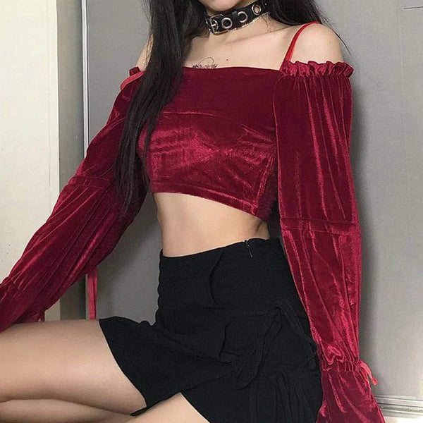 Red Velvet Gothic Crop Top