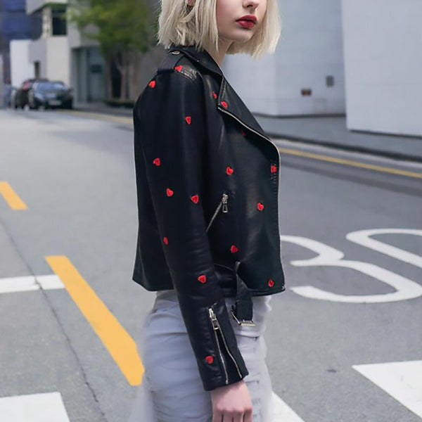 Faux Leather Love Hearts Jacket