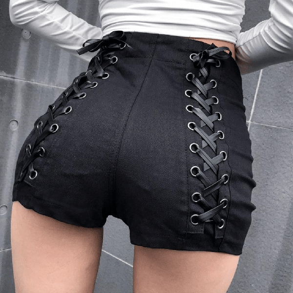 Salem Gothic Criss-Cross Bondage Shorts