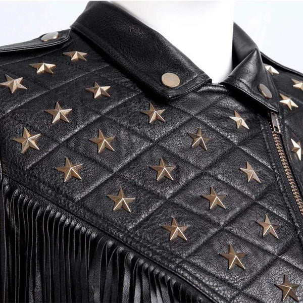 Faux Leather Tassel Gothic Jacket