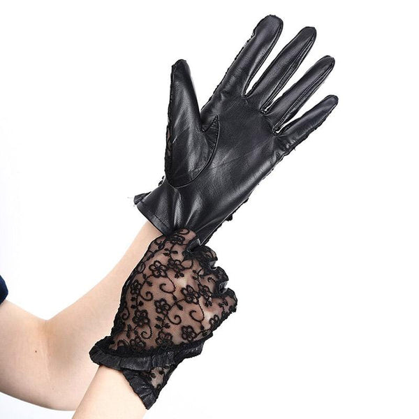 Gothic Black Floral Gloves