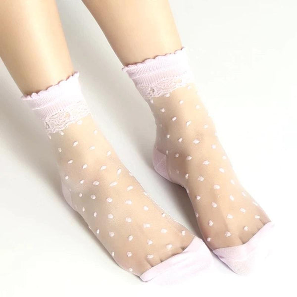 Sweet Nightmare Polka Dot Lace Socks