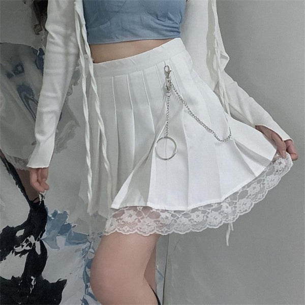 Ava Lace Pleated Mini Skirt