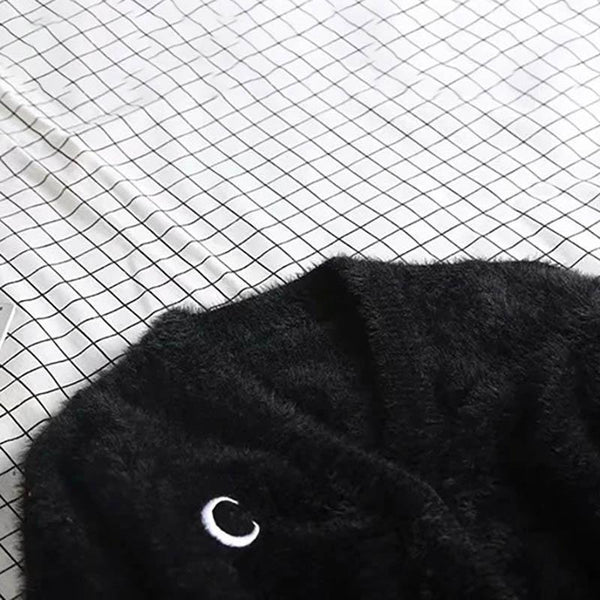 Black Crochet Moon Sweater