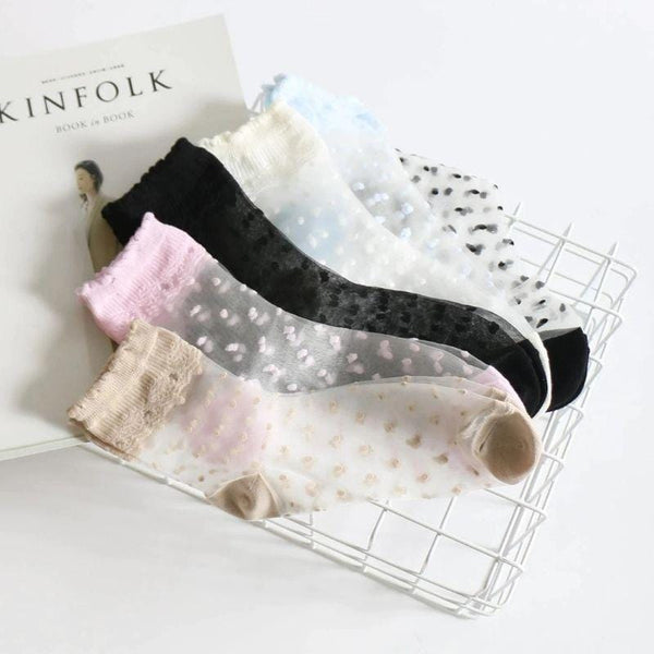 Sweet Nightmare Polka Dot Lace Socks
