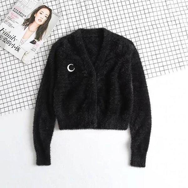 Black Crochet Moon Sweater
