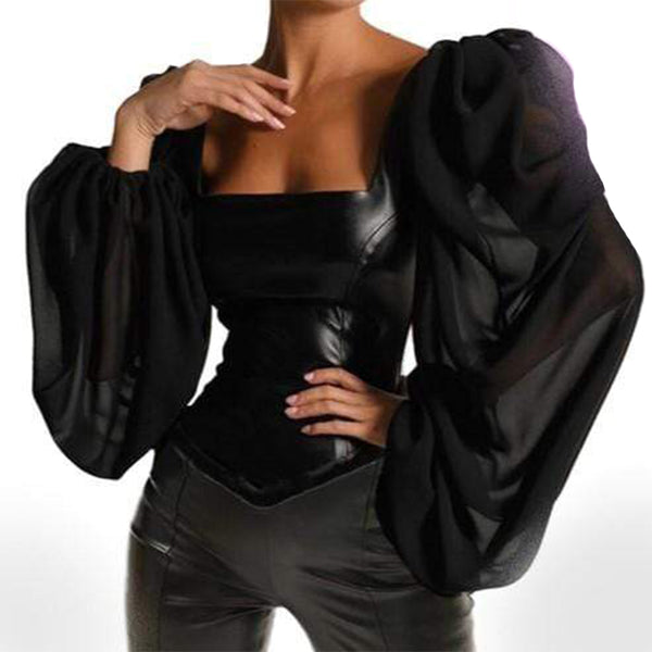 Deluxe Faux Leather Blouse