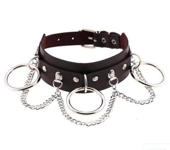 Gothic Chain & Rings Choker Necklace