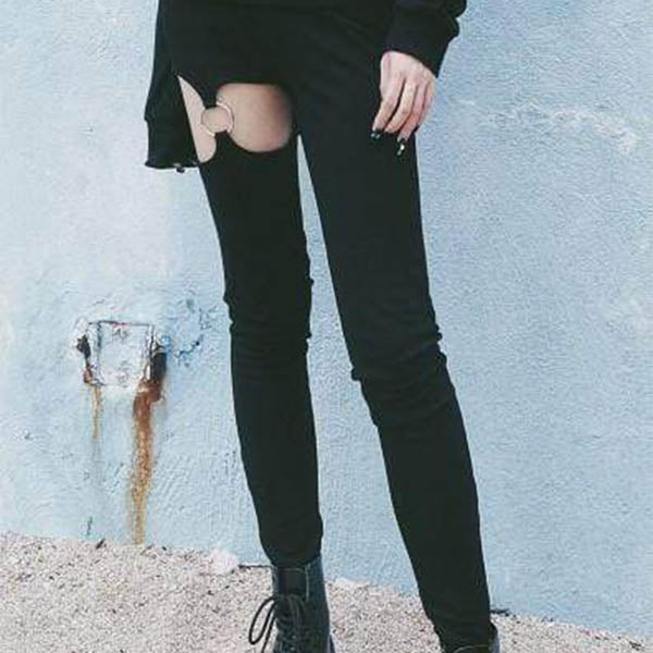 Gothic Hollow Out High Waist Pants