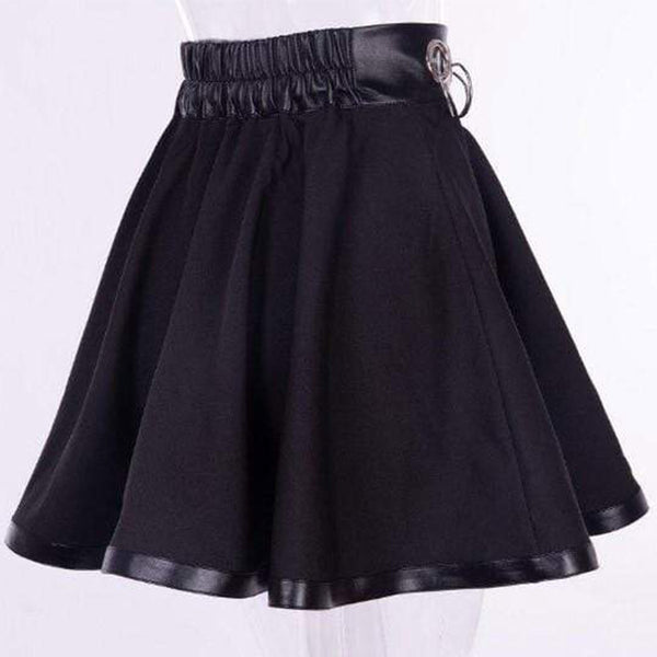 Gothic Black Iron Ring Mini Skirt