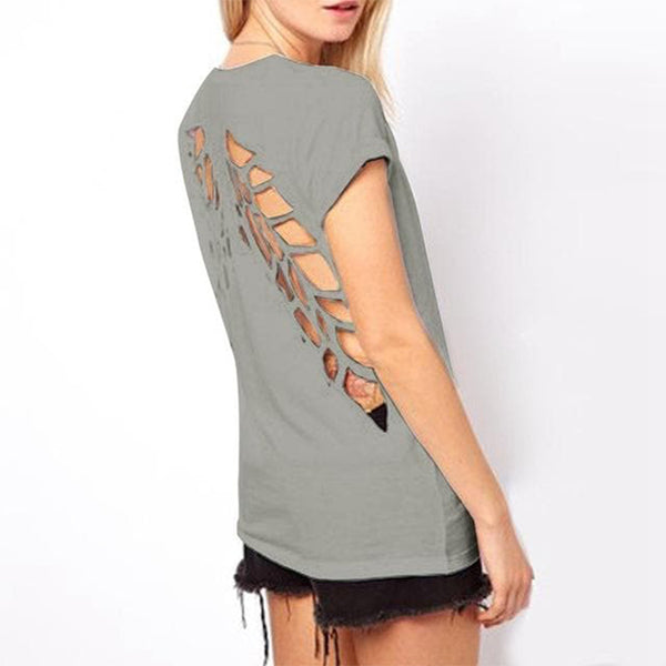 Bold Angel Wing Cut Out Shirt